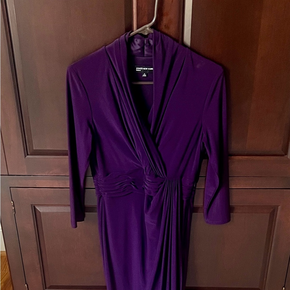 Jones New York Purple Long Sleeve Dress